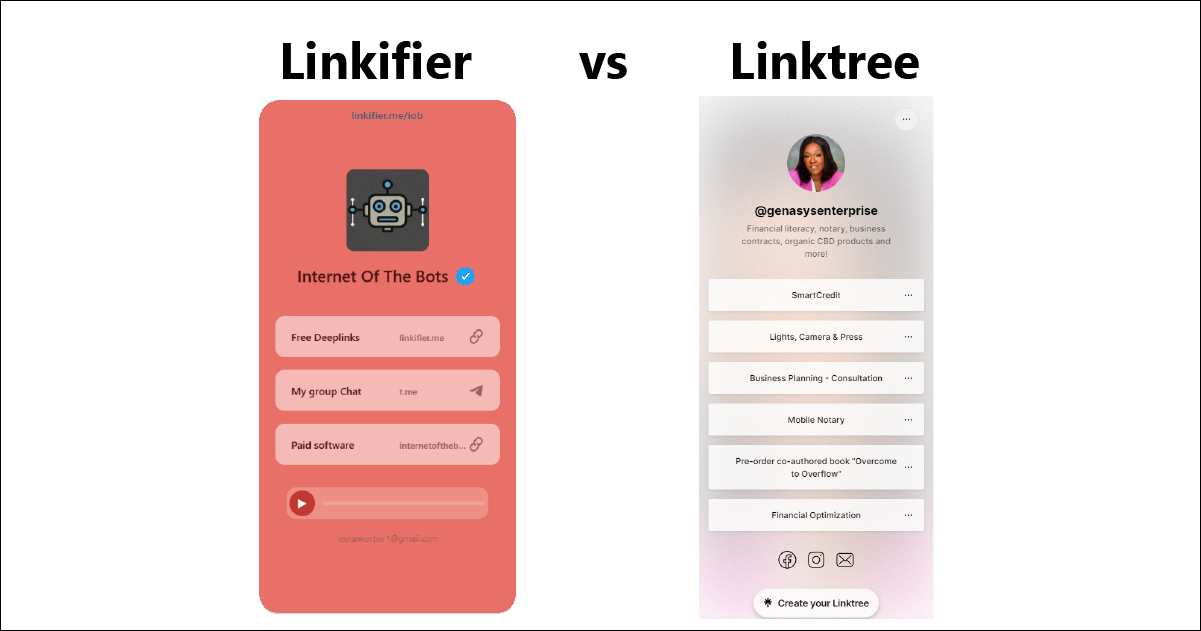Simple illustrated comparison between Linkifier and Linktree